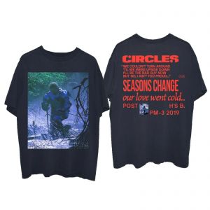 Stan - חנות ה-Merchandise למעריצים מכל הסוגים פוסט מאלון Post Malone 'Circles' kneeling Hollywood's Bleeding album 2019 - NAVY T-shirt