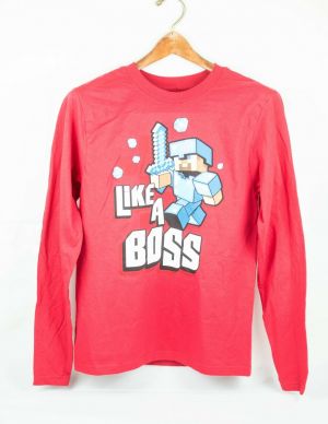 Stan - חנות ה-Merchandise למעריצים מכל הסוגים Minecraft Minecraft Boys Like a Boss Diamond Long Sleeve T-Shirt Official Mojang Product