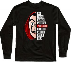 Stan - חנות ה-Merchandise למעריצים מכל הסוגים בית הנייר La Casa De Papel Dali Mask Tokyo Rio Professor Oslo Men's Black Cotton T Shirt