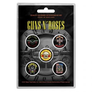 Stan - חנות ה-Merchandise למעריצים מכל הסוגים Guns and Roses Guns N Roses Bullet Logo Button Badge Pack Hard Rock Metal Badges Official