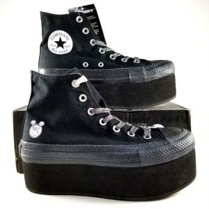 Stan - חנות ה-Merchandise למעריצים מכל הסוגים מיילי סיירוס והאנה מונטנה Converse x Miley Cyrus CTAS Platform Hi Shoes Womens Size Black Glitter Chucks