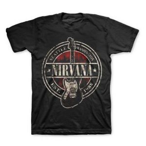 Stan - חנות ה-Merchandise למעריצים מכל הסוגים נירוונה NIRVANA T-Shirt Est 1988 Guitar Stamp New Authentic S M L XL 2XL