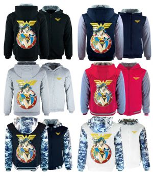 Stan - חנות ה-Merchandise למעריצים מכל הסוגים DC DC Wonder Woman Thicken Hoodie Mens Warm Fleece Coat Zipper Jacket Sweatshirts