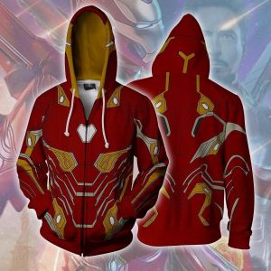 Stan - חנות ה-Merchandise למעריצים מכל הסוגים Marvel Superhero Iron Man Hoodie Zipper Jacket Hooded Coat Cosplay Sweatshirt Costume