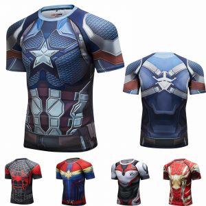 Stan - חנות ה-Merchandise למעריצים מכל הסוגים Marvel Men's Marvel Avengers Endgame Shirt Printed Compression Top Short Sleeve Dri-fit
