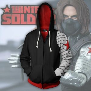 Stan - חנות ה-Merchandise למעריצים מכל הסוגים Marvel Infinite War Winter Soldier Hoodie Sweatshirt Cosplay Costume Zipper Coat Jacket