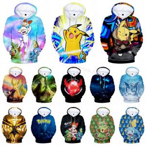 Stan - חנות ה-Merchandise למעריצים מכל הסוגים פוקימון Anime Pokemon Pikachu Eevee Hoodie Sweatshirt Unisex Casual Pullover Sweater