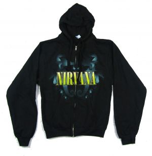 Stan - חנות ה-Merchandise למעריצים מכל הסוגים נירוונה Nirvana Floating Horses Black Zip Up Sweatshirt Hoodie New Official Band Merch
