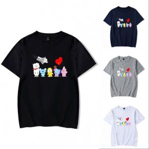 Stan - חנות ה-Merchandise למעריצים מכל הסוגים BTS KPOP BT21 T-Shirt BTS Bangtan Boys Love Yourself Jimin Suga V Jin Tee Shirt Top