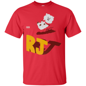 Stan - חנות ה-Merchandise למעריצים מכל הסוגים BTS JIN BTS KPOP T-Shirt RJ BT21 Signature JIN Red Shirt Short for Men-Women