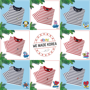 Stan - חנות ה-Merchandise למעריצים מכל הסוגים BTS BT21 Character Short Sleeve T-Shirt Red & Navy Official K-POP Authentic MD