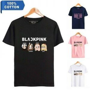    Kpop BlackPink ROSE LISA JISOO JENNIE Tshirt Men Women Casual Cotton T-Shirt