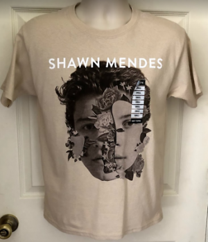    Shawn Mendes Official T-Shirt NWT From Hot Topic Size Small Tan