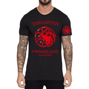 Stan - חנות ה-Merchandise למעריצים מכל הסוגים משחקי הכס Game of Thrones Printed Black Men's Short Sleeve Pure Cotton T-Shirt Asia Size