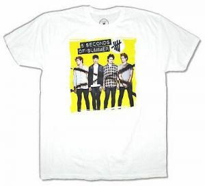5 Seconds Of Summer Album Band Photo White T Shirt New Official 5SOS Merch