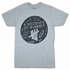 5 Seconds of Summer Scribble Logo Heather Grey T Shirt New Official