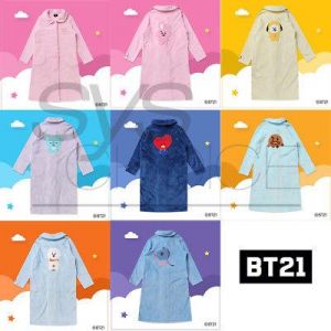 Stan - חנות ה-Merchandise למעריצים מכל הסוגים BTS כותנת לילה ארוכה רשמית ביטי21 BT21 עם הדמויות קויה ארג'יי צ'ימי טטה קוקי שוקי מאנג