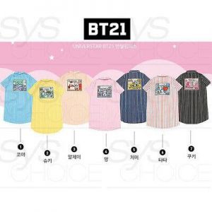 BTS BT21 Official Authentic Goods Short sleeve Onepiece Sleepwear Pajamas