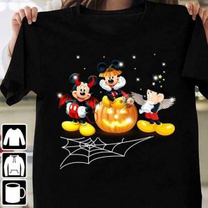 Stan - חנות ה-Merchandise למעריצים מכל הסוגים Disney Halloween Mickey Mouse Pumpkin T Shirt Black Cotton Men S-6XL