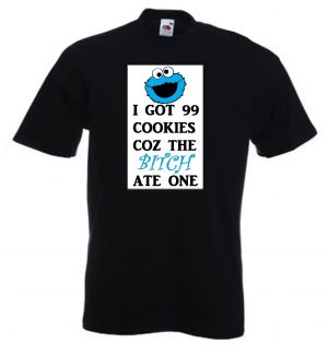 Stan - חנות ה-Merchandise למעריצים מכל הסוגים רחוב שומשום Cookie Monster, I Got 99 Cookies Coz The Bitch Ate One Jat Z Muppets T Shirt