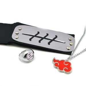 Stan - חנות ה-Merchandise למעריצים מכל הסוגים נארוטו Anime NARUTO Hidan Metal Pendant Necklace +San Ring + Headband 3Pcs Cosplay Gift