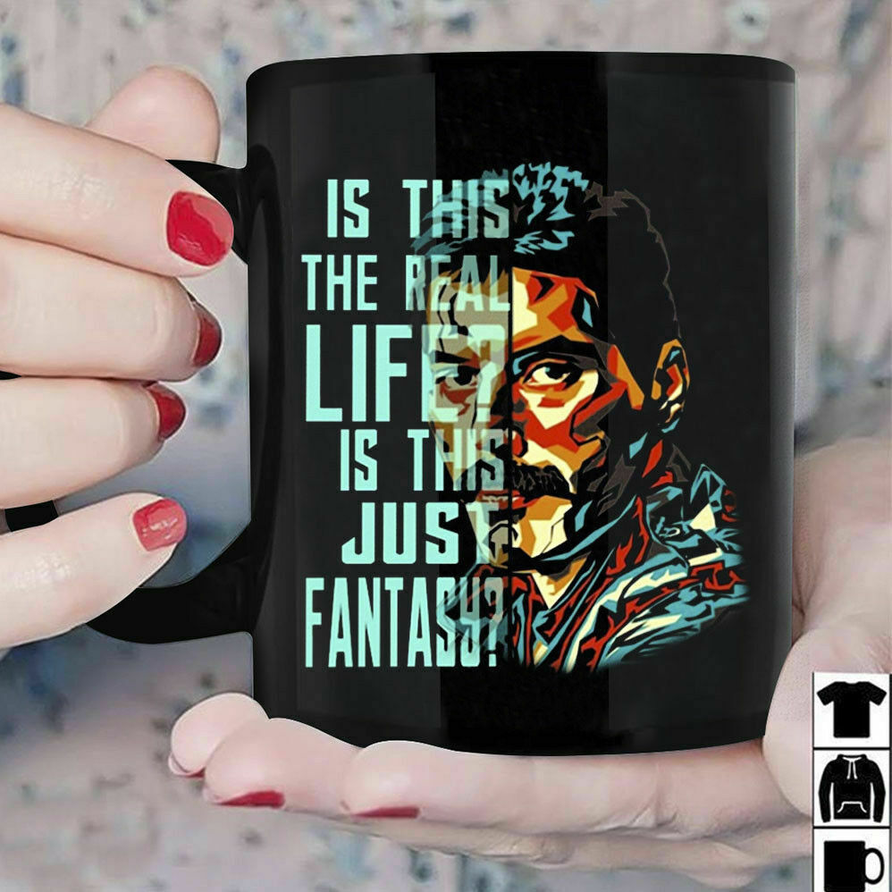 Stan - חנות ה-Merchandise למעריצים מכל הסוגים Queen Queen Freddie Mercury Is This The Real Life Mug Black Ceramic Coffee 