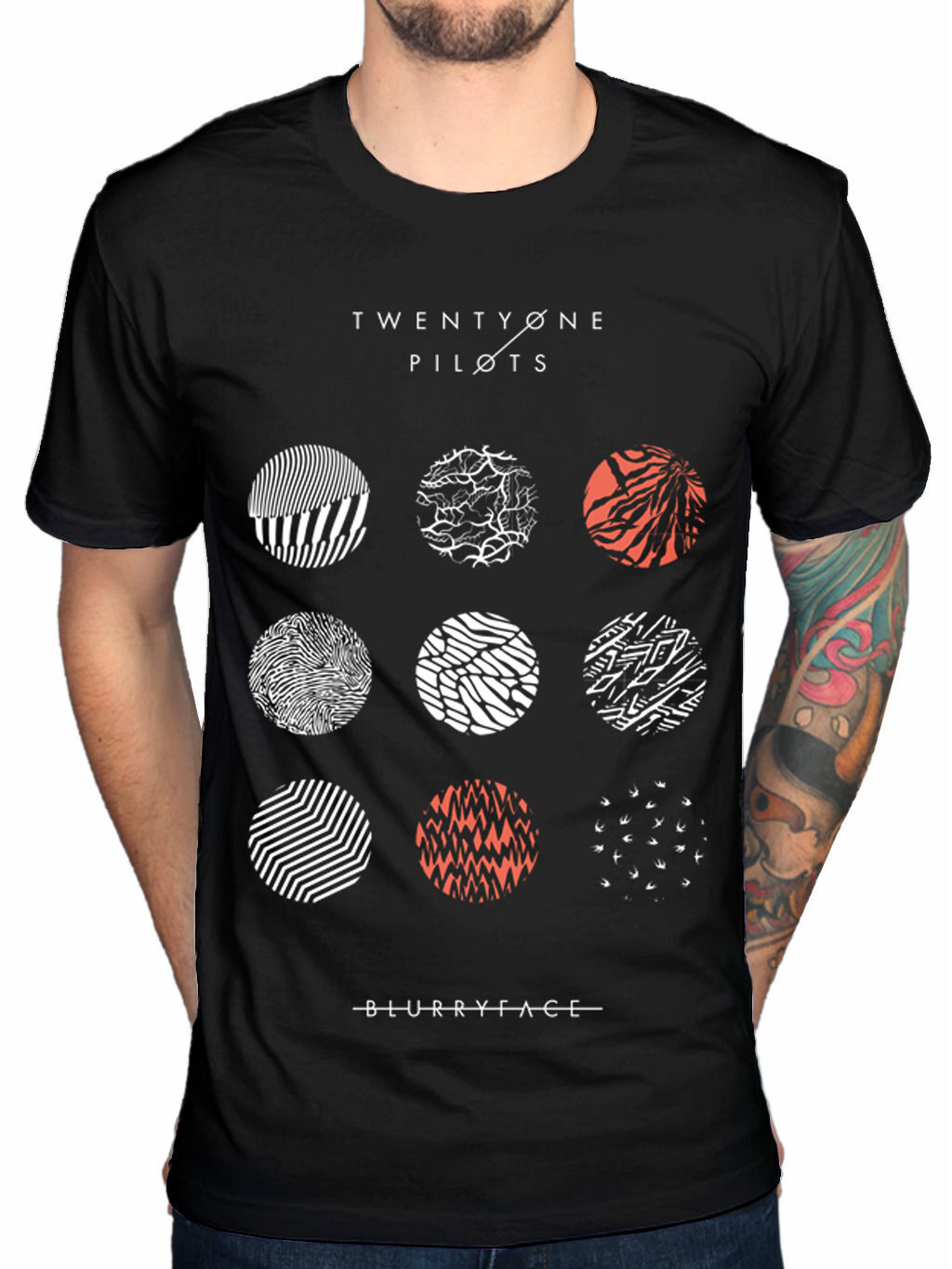 Stan - חנות ה-Merchandise למעריצים מכל הסוגים Twenty One Pilots Twenty One Pilots Blurryface Mens Black Cotton Top T-Shirt Tee
