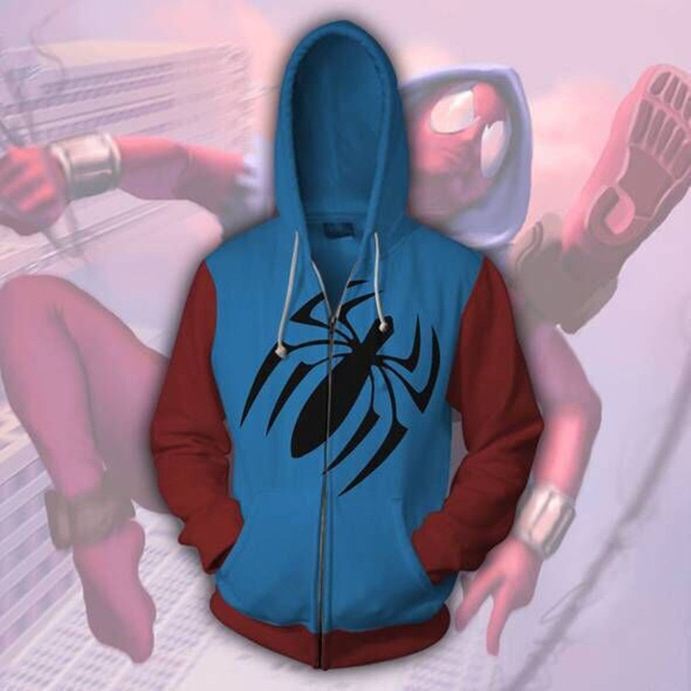 Stan - חנות ה-Merchandise למעריצים מכל הסוגים Marvel Scarlet Spider Man Hoodie Sweatshirt Cosplay Costume Zipper Coat Jacket