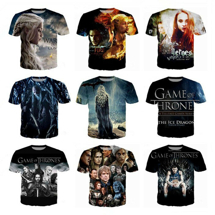 Stan - חנות ה-Merchandise למעריצים מכל הסוגים משחקי הכס New Fashion Women/Men's Game of Thrones Funny 3D Print Casual T-Shirt FQ126