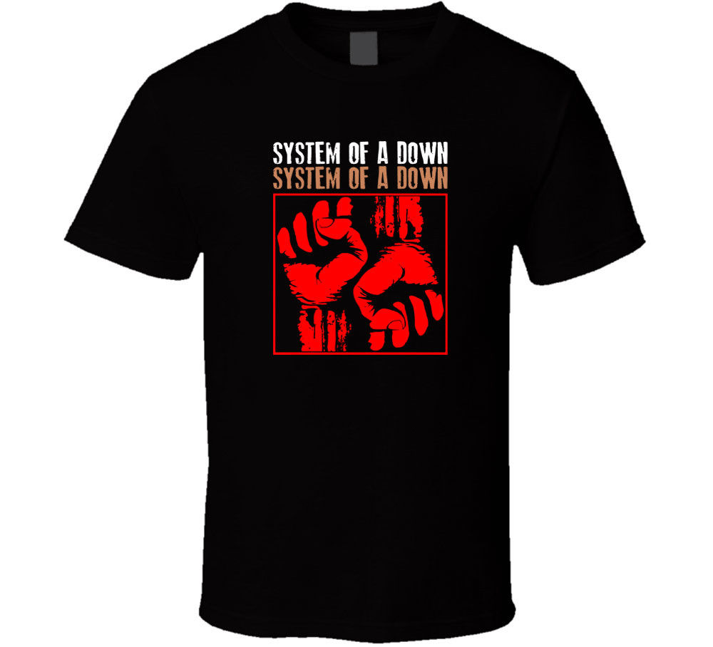 Stan - חנות ה-Merchandise למעריצים מכל הסוגים System of A Down SYSTEM OF A DOWN FISTS SERJ TANKIAN shirt black white tshirt men's free shipping