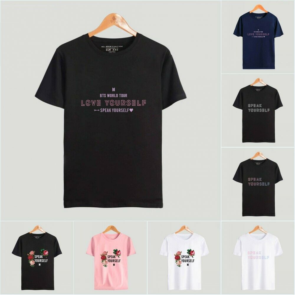 Stan - חנות ה-Merchandise למעריצים מכל הסוגים BTS BTS Cotton T-Shirt Love Speak Yourself World Tour Kpop Bangtan Boys Tee Shirt