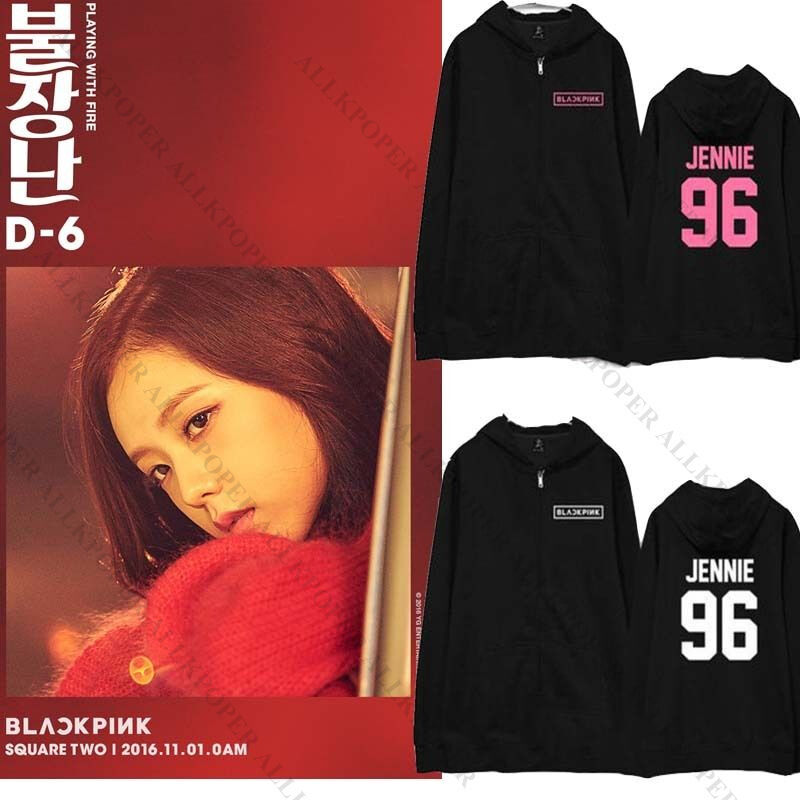 Stan - חנות ה-Merchandise למעריצים מכל הסוגים BlackPink Kpop BLACKPINK Zipper Hoodie SQUARE ONEJENNIE Sweatershirt Rosé Pullover Coat