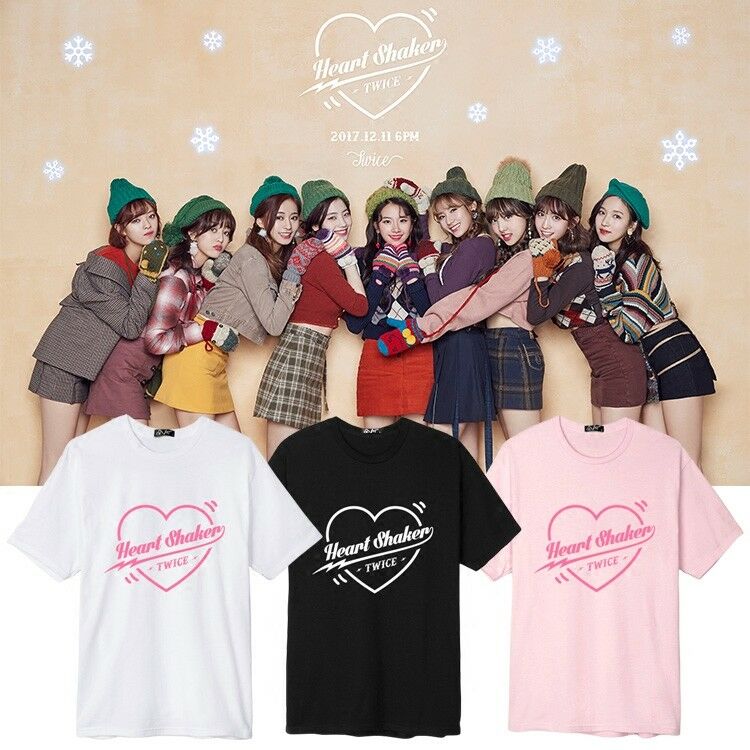 Stan - חנות ה-Merchandise למעריצים מכל הסוגים אחרים KPOP TWICE T-shirt Merry&Happy Ablum Tshirt Heart Shaker Tee Casual Letter Tops