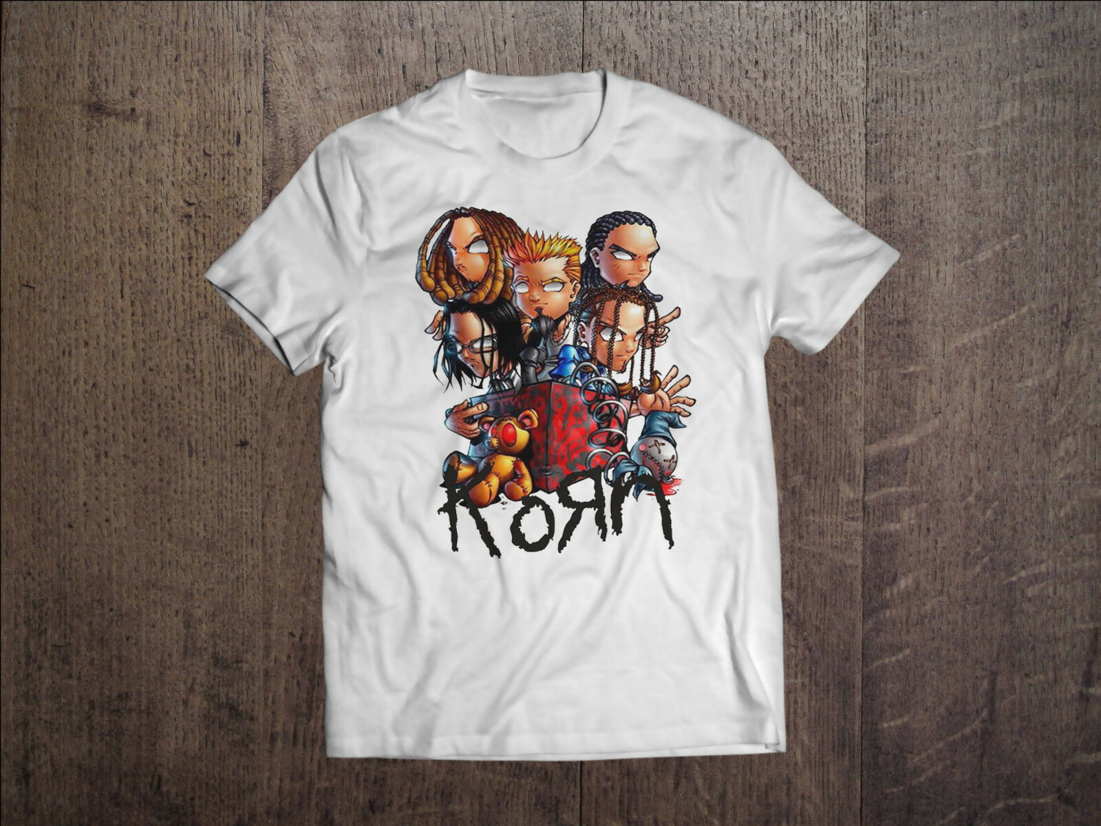 Stan - חנות ה-Merchandise למעריצים מכל הסוגים KoRn KORN Band Men White T-shirt Metal Band Fan Tee Rock Band Shirt