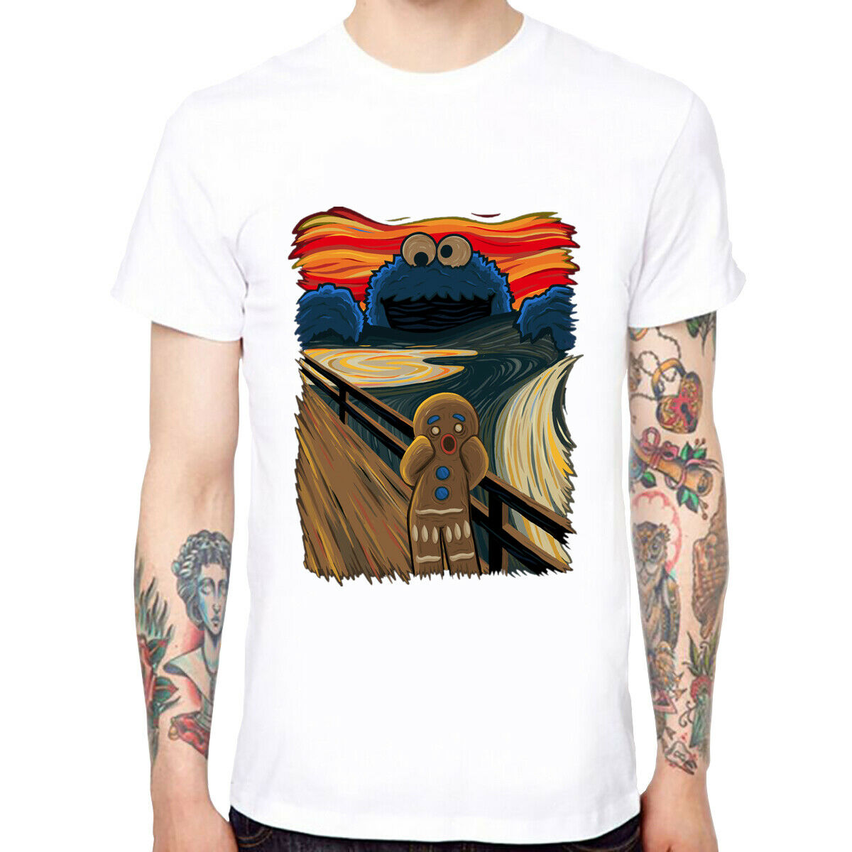 Stan - חנות ה-Merchandise למעריצים מכל הסוגים רחוב שומשום Skrik‎ Cookie Monster Men's Cotton Funny Cool T-shirts Short Sleeve Tops Tee